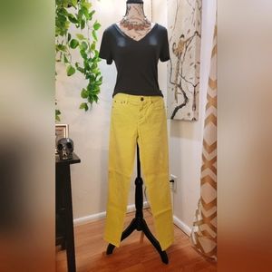 J Crew Chartreuse Midrise Toothpick Corduroy Pants Size 26